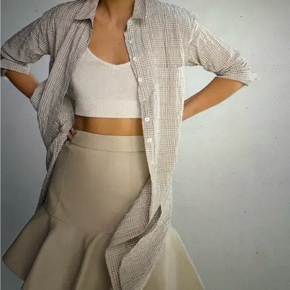 Anthropologie Porridge Flounced Faux Leather Skirt